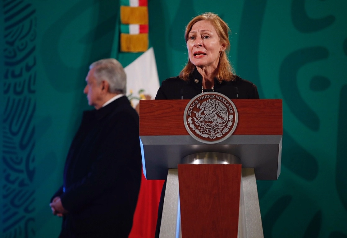 Tatiana Clouthier, secretaria de Economía en la conferencia mañanera del 8 de noviembre pasado. Foto Cristina Rodríguez