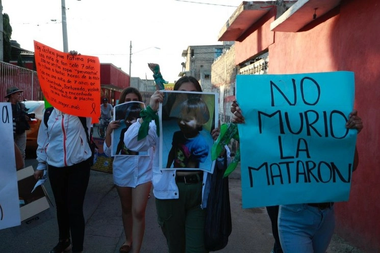 Protesta en Tulyehualco por el asesinato de Fátima. Foto: Alfredo Domínguez
