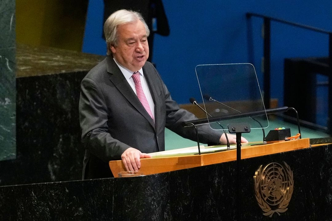 El Secretario General de la ONU, António Guterres, durante un discurso en la Asamblea General de las Naciones Unidas, el 2 de junio de 2025.