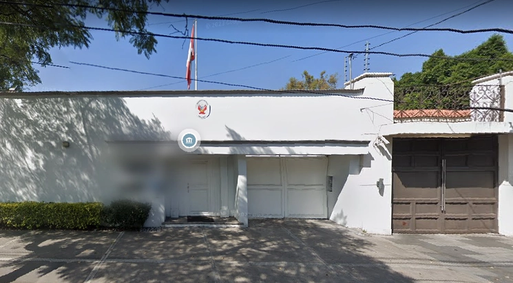 Las amenazas telefónicas fueron recibidas en la sede del Consulado peruano. La imagen pertenece a la embajada de ese país en México. Tomada de Google Maps