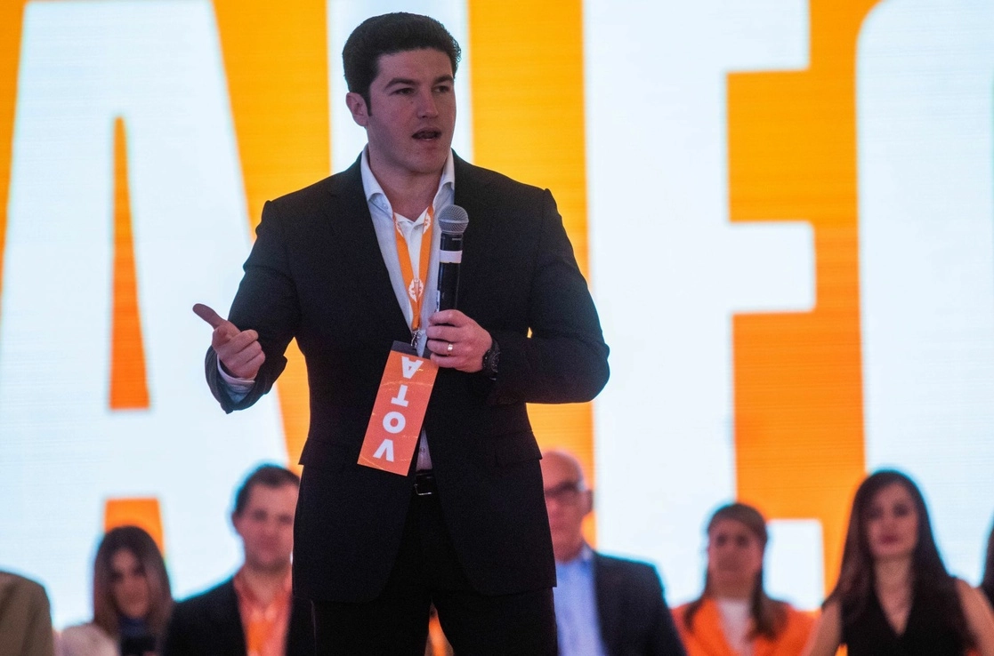 El gobernador de Nuevo León, Samuel García, en la Convención Nacional del Partido Movimiento Ciudadano, en el WTC de la Ciiudad de México, el 5 de diciembre de 2022. Foto Cuartoscuro