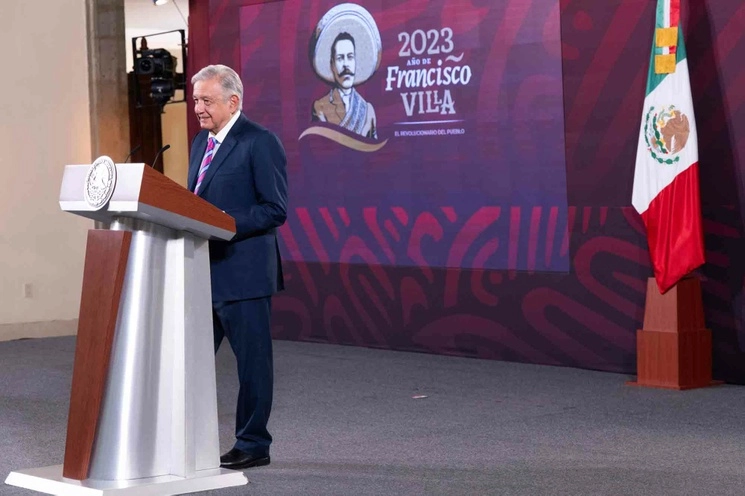 El presidente Andrés Manuel López Obrador durante su conferencia matutina en Palacio Nacional, en la Ciudad de México, el 6 de julio de 2023. Foto Cuartoscuro