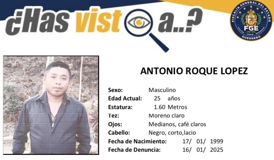 Antonio Roque López, es uno de los tres jóvenes desaparecidos en Guerrero hace 10 días. Foto Fiscalía Guerrero