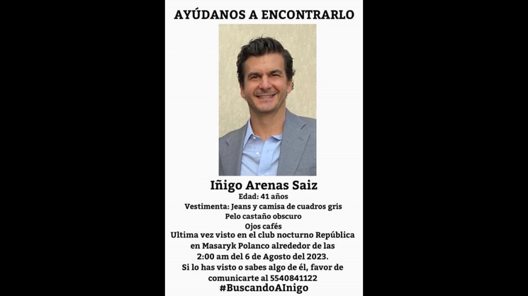 Iñigo Arenas Saiz fue visto por última vez la madrugada de este domingo, cuando salía del club nocturno “República”, ubicado en Polanco. Imagen tomada de facebook.com/lavozdepolanco