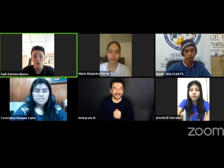 Durante el seminario virtual “Las voces de las y los jóvenes en el contexto del Covid-19”. Omagen tomada de la transmisión