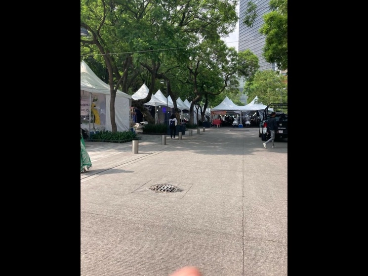 Comerciantes instalan sus puestos en la parte lateral de la Alameda Central, en el Centro Histórico de la Ciudad de México, el 29de mayo de 2023. Foto Bertha Teresa Ramírez