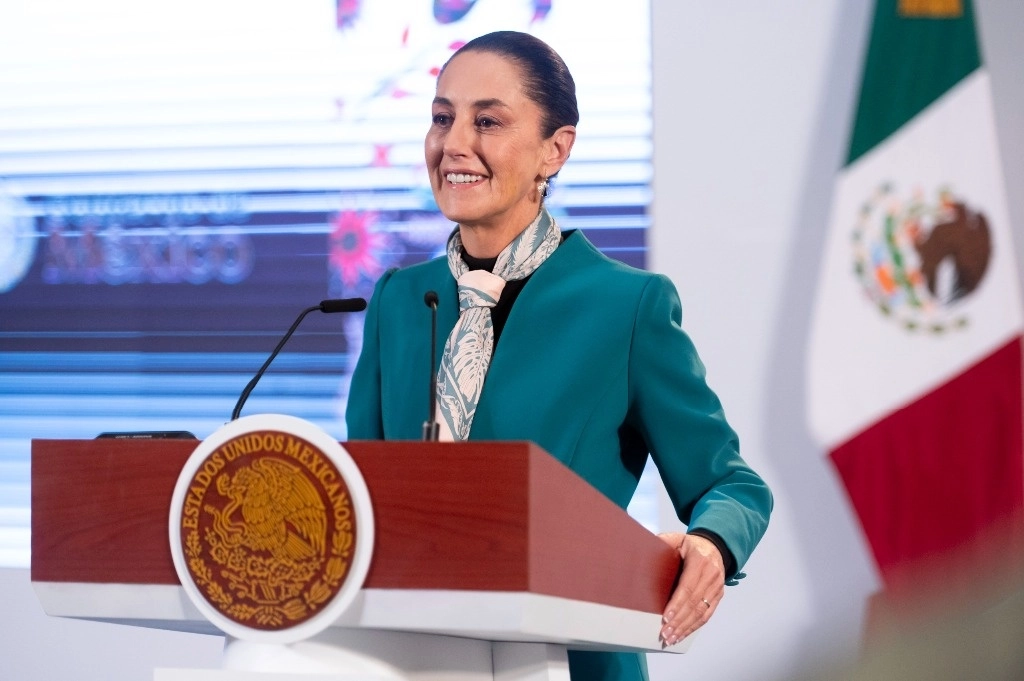 La presidenta Claudia Sheinbaum, durante su conferencia de esta mañana desde Palacio Nacional, el 6 de noviembre de 2024. Foto cortesía Presidencia

