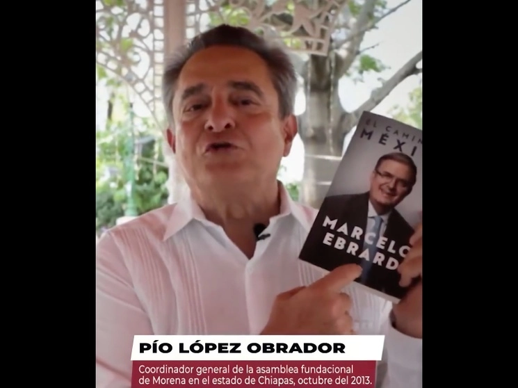 Pío López Obrador hizo un llamado a la sociedad para que se sumen a "este gran proyecto de nación", el 31 de mayo de 2023. Imagen tomada de un video difundido a través de Twitter @piochiapas