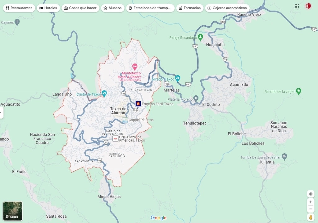 Anoche fueron sacados de su domicilio, ubicado en la cabecera municipal de Taxco de Alarcón, los reporteros Silva Naysa Avilés y Alberto Sánchez, que laboran en la Página Red7. Imagen tomada de Google Maps