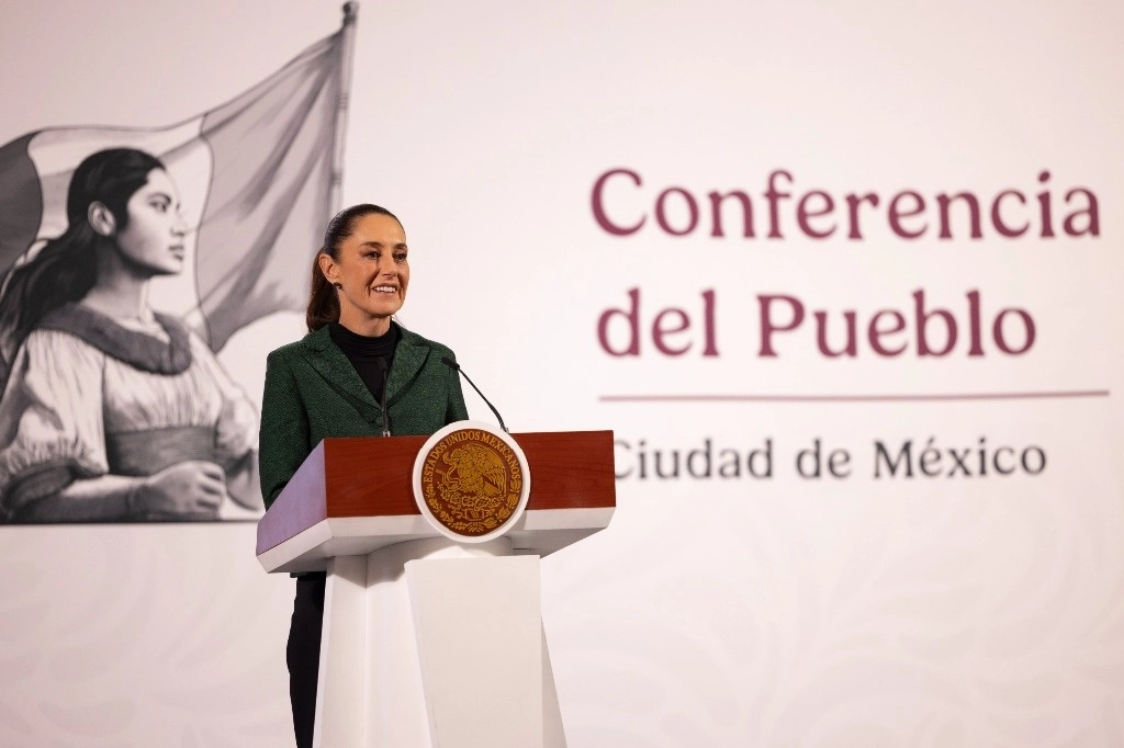 La presidenta Claudia Sheinbaum durante su conferencia de prensa en Palacio Nacional, el 23 de enero de 2025. Foto cortesía Presidencia