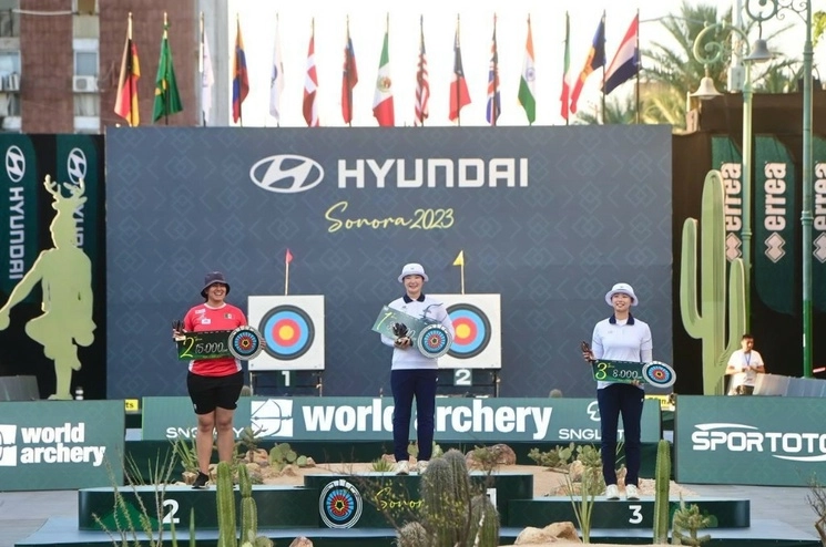 Alejandra Valencia consiguió la plata en la Copa del Mundo de Tiro con Arco Sonora 2023. Foto Cristina Gómez Lima