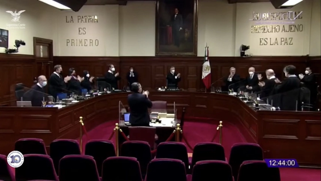 Este martes fue la última sesión ordinaria en la que el ministro Fernando Franco intervino y votó. Fotograma tomado del video emitido por la SCJN
