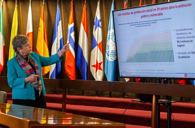 Alicia Bárcena, secretaria ejecutiva de la Cepal, destacó que en este aumento de pobres sí incide el que México vaya a tener una contracción tan pronunciada en el PIB, pero además lo hacen las bajas en el número de remesas que puede resentir el país. Foto tomada del Twitter de @cepal_onu