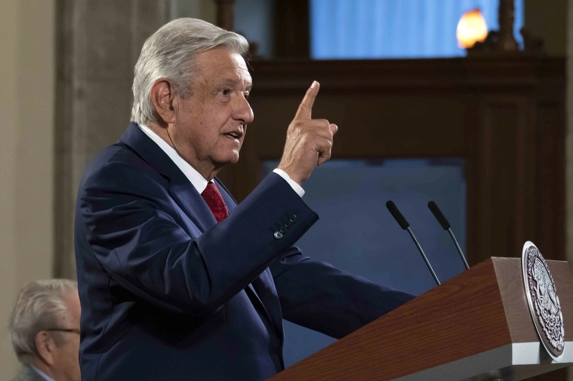 El presidente Andrés Manuel López Obrador durante la conferencia de prensa matutina en Palacio Nacional, el 9 de agosto de 2022. Foto cortesía Presidencia