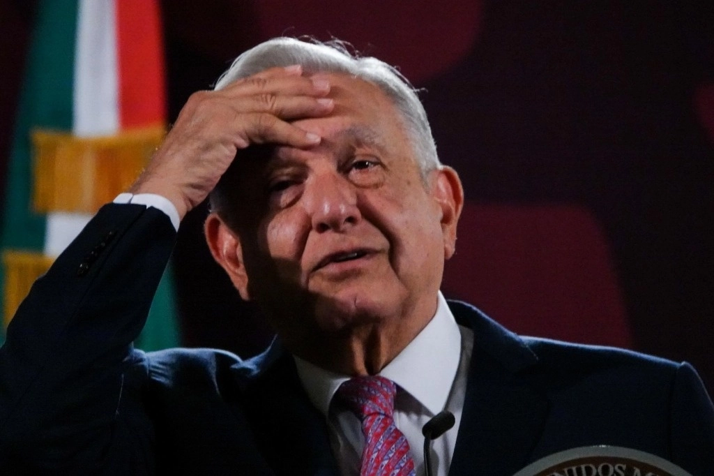 El presidente López Obrador, durante su conferencia de este martes desde Palacio Nacional. Foto Cuartoscuro 