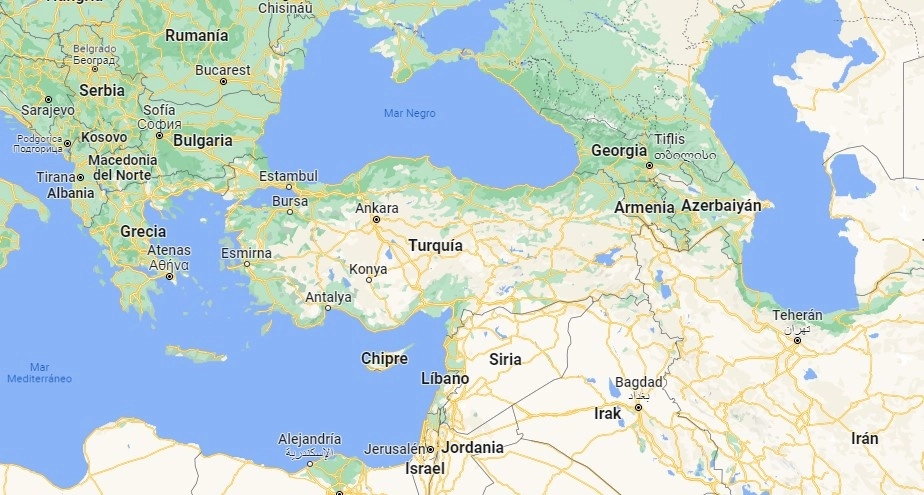 Un sismo de magnitud 7.9 se registró en Turquía. Imagen de Google Maps