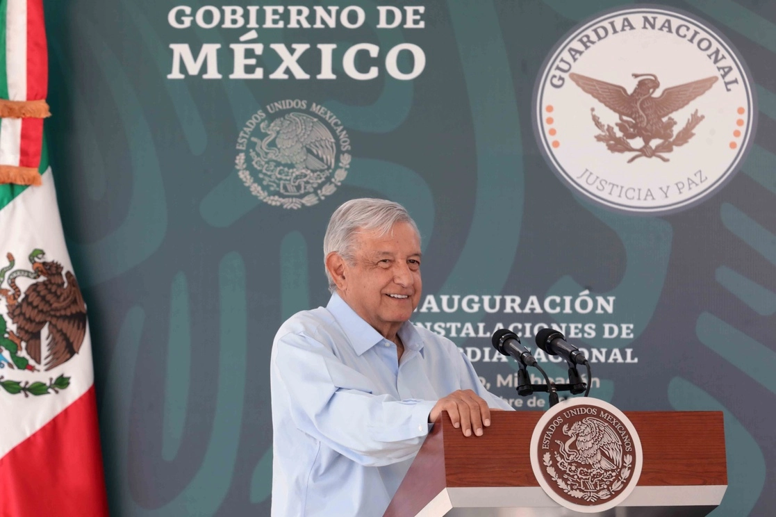 El presidente López Obrador inauguró en Zitácuaro, Michoacán, instalaciones de la Guardia Nacional, el 3 de diciembre de 2021. Foto cortesía Presidencia