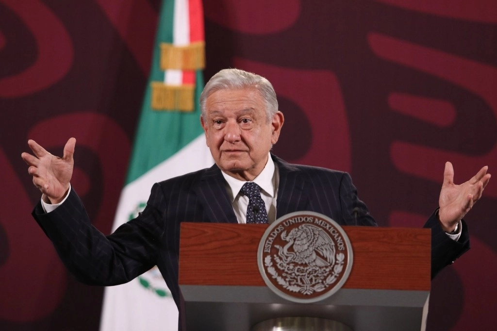 El presidente López Obrador, durante su conferencia de esta mañana, 25 de abril de 2024. Foto Cuartoscuro 