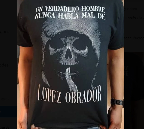 Imagen de la playera a la que se refirió el presidente López Obrador, difundida por https://twitter.com/PartidoMorenaMx