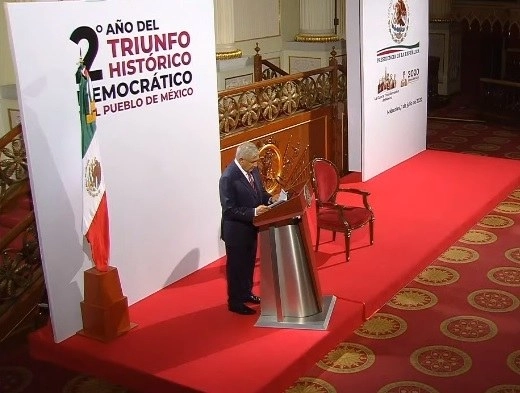 El presidente Andrés Manuel López Obrador durante su segundo informe. Imagen tomada del video emitido por el Gobierno de México
