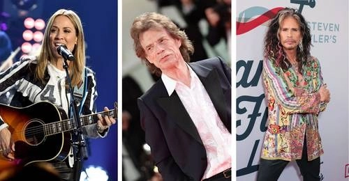 Sheryl Crow en un concierto en California; Mick Jagger, a su arribo al pasado festival de Venecia, y Steven Tyler, en un acto a beneficio del Fondo Janies, en Los Ángeles. Foto Afp