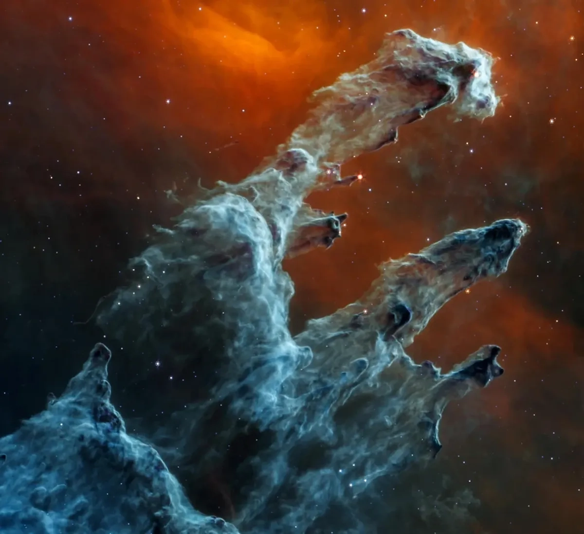 En la imagen, polvo interestelar captado por el telescopio espacial Webb. 