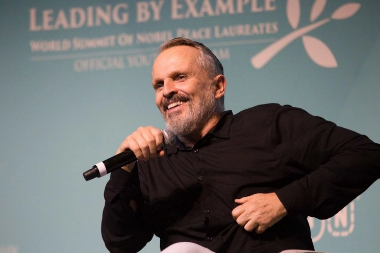 Miguel Bosé durante su participación en la Cumbre Mundial de los Premios Nobel de la Paz en septiembre de 2019. Foto Cuartoscuro
