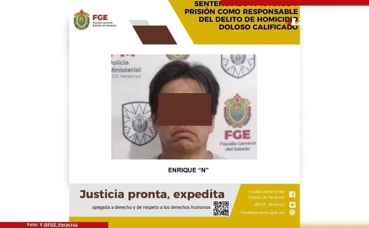 Enrique N fue condenado a 40 años de cárcel al ser encontrado culpable del delito de de homicidio doloso calificado en contra de Brando Arellano Cruz, ocurrido el 19 de enero de 2024 en el municipio de Lerdo de Tejada, Veracruz. Foto  