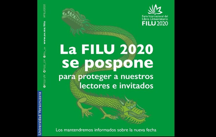 La Feria del Libro Universitario, organizada por la Universidad Veracruzana fue aplazada a causa del brote de Covid-19. Foto Twitter @FILU_UV
