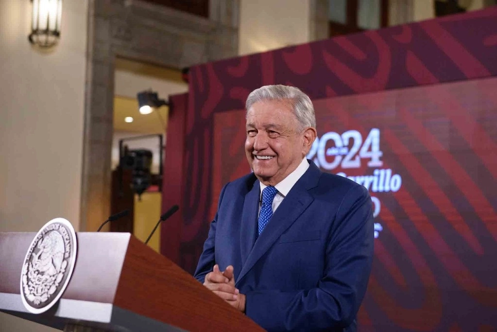 El presidente Andrés Manuel López Obrador, durante su conferencia matutina desde Palacio Nacional, el 1 de febrero de 2024. Foto cortesía Presidencia
