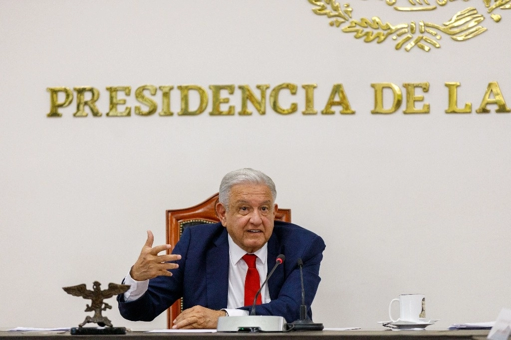 El presidente, Andrés Manuel López Obrador preside el gabinete de Seguridad en el Salón Ignacio Zaragoza de Palacio Nacional el 2 de agosto de 2024. Foto Pablo Ramos