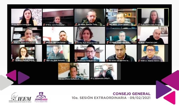 En sesión virtual, el Instituto Electoral del Estado de México aprobó las manifestaciones de los aspirantes a candidatos independientes. Foto @IEEM_MX
