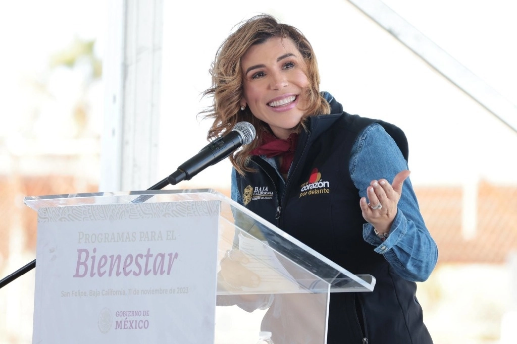 Marina del Pilar, gobernadora de BC, informó que ante la veda electoral se adelantarán cuatro pagos a las beneficiarias de la Tarjeta Violeta. Foto Cuartoscuro / Archivo