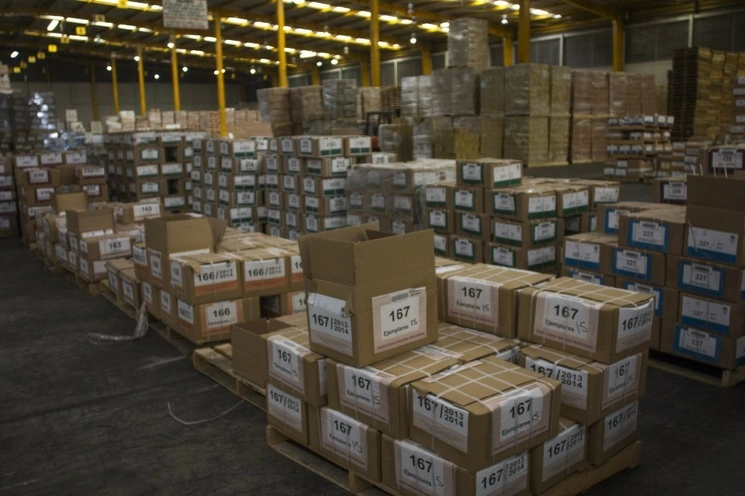 Almacén de distribución de la Comisión Nacional de Libros de Texto Gratuito. Foto Cuartoscuro / Archivo