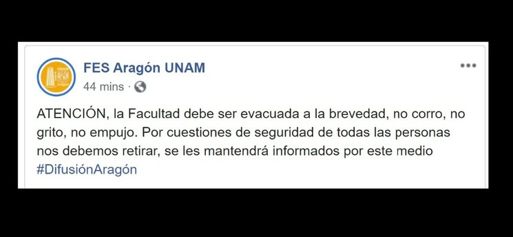 A través de su página de Facebook, la institución educativa informó sobre el desalojo.
