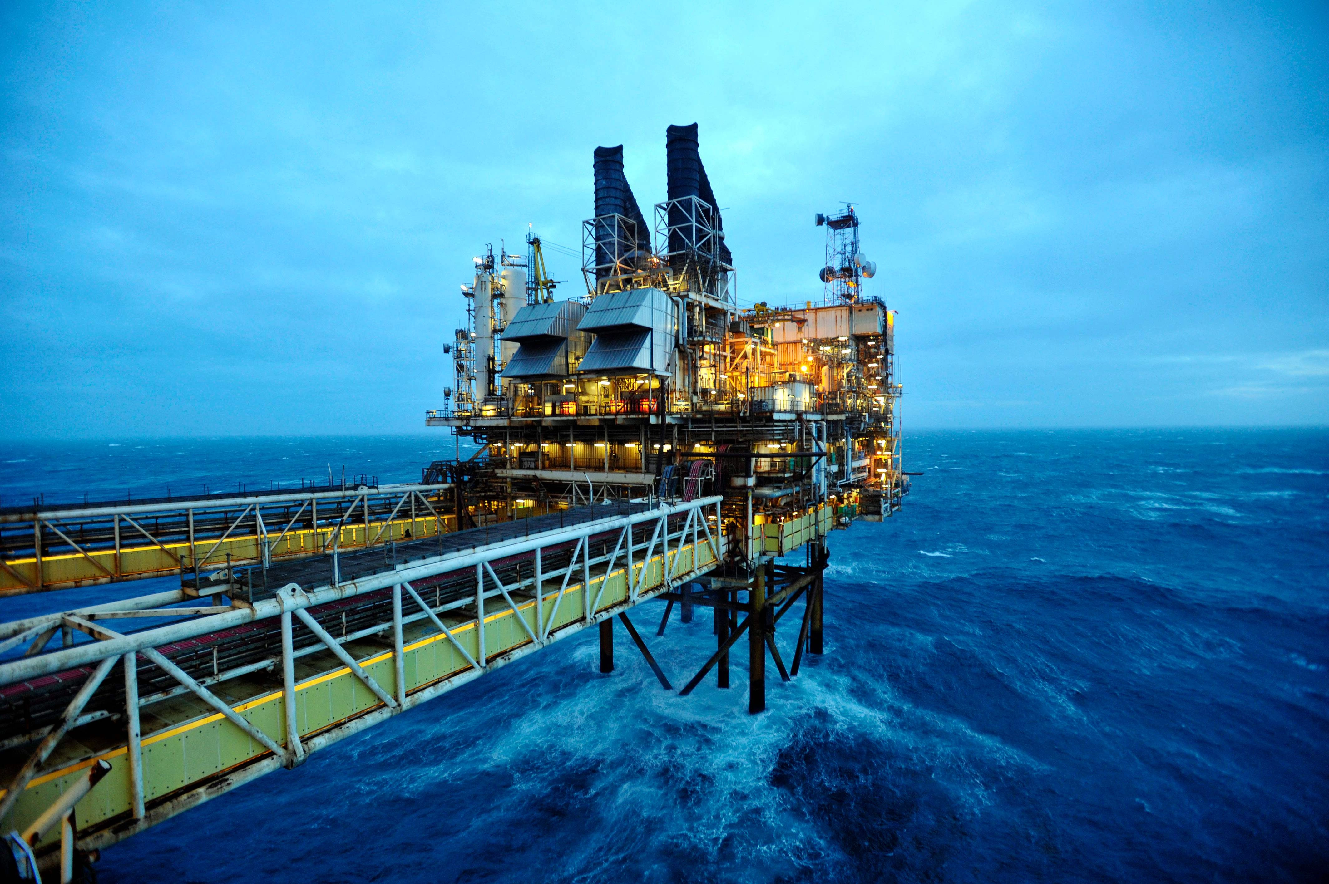 Una sección de la plataforma petrolífera ETAP (Eastern Trough Area Project) de BP en el Mar del Norte, a unas 100 millas al este de Aberdeen, Escocia, el 24 de febrero de 2014. Foto