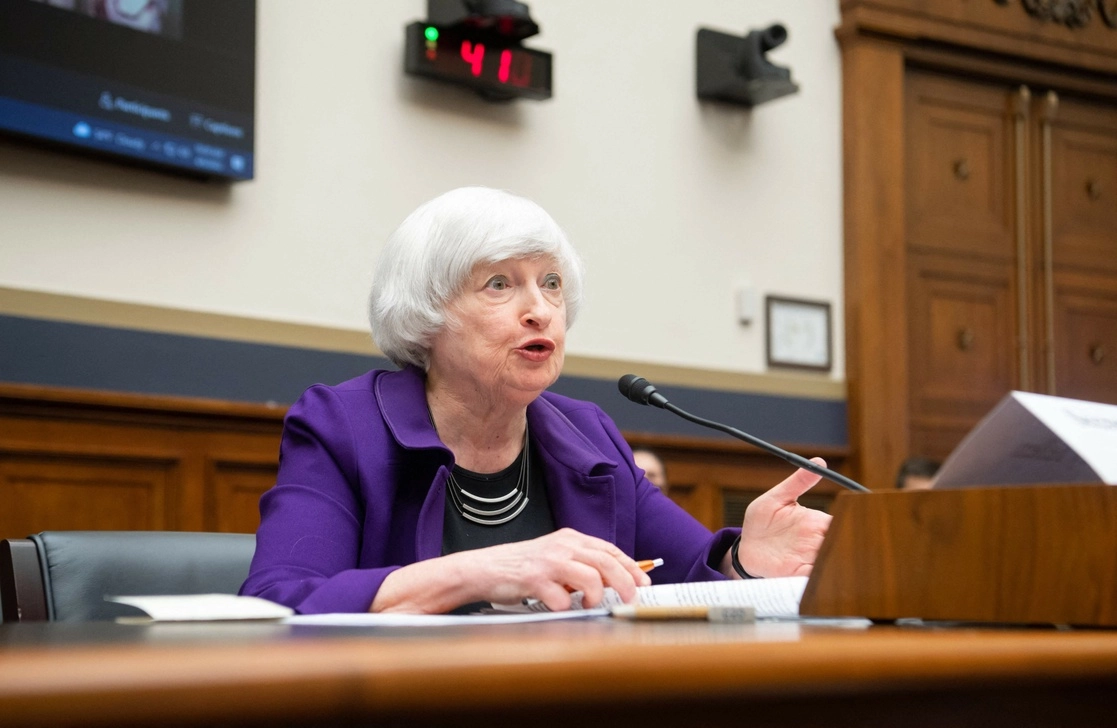 Janet Yellen en conferencia de prensa este miércoles. Foto Afp