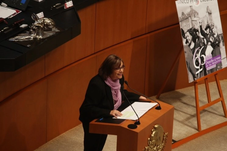 La presidenta de la Comisión Para la Igualdad de Género, Malú Micher, senadora de Morena, destacó que se otorgará el reconocimiento Elvia Carrilo Puerto edición 2020, a Laura Martínez Rodríguez, “mujer incansable en la atención a las mujeres y adolescentes víctimas de violencia sexual”. Foto Jesús Villaseca / Archivo 