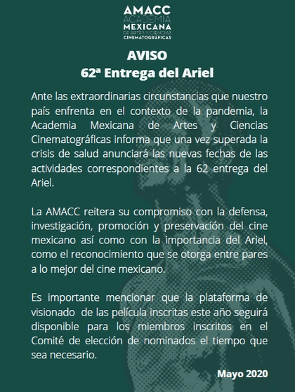 La carta que la AMACC  publicó en su pagina de internet.
