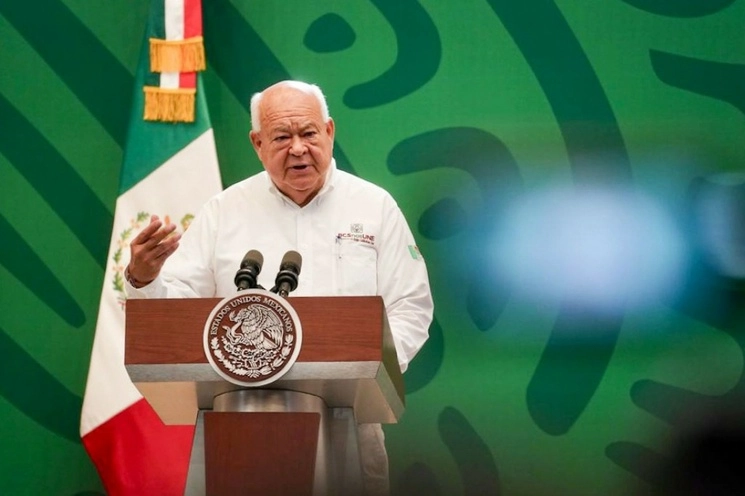 El gobernador Víctor Manuel Castro, durante su intervención en la conferencia matutina del presidente Andrés Manuel López Obrador, desde BCS. Foto Cuartoscuro  