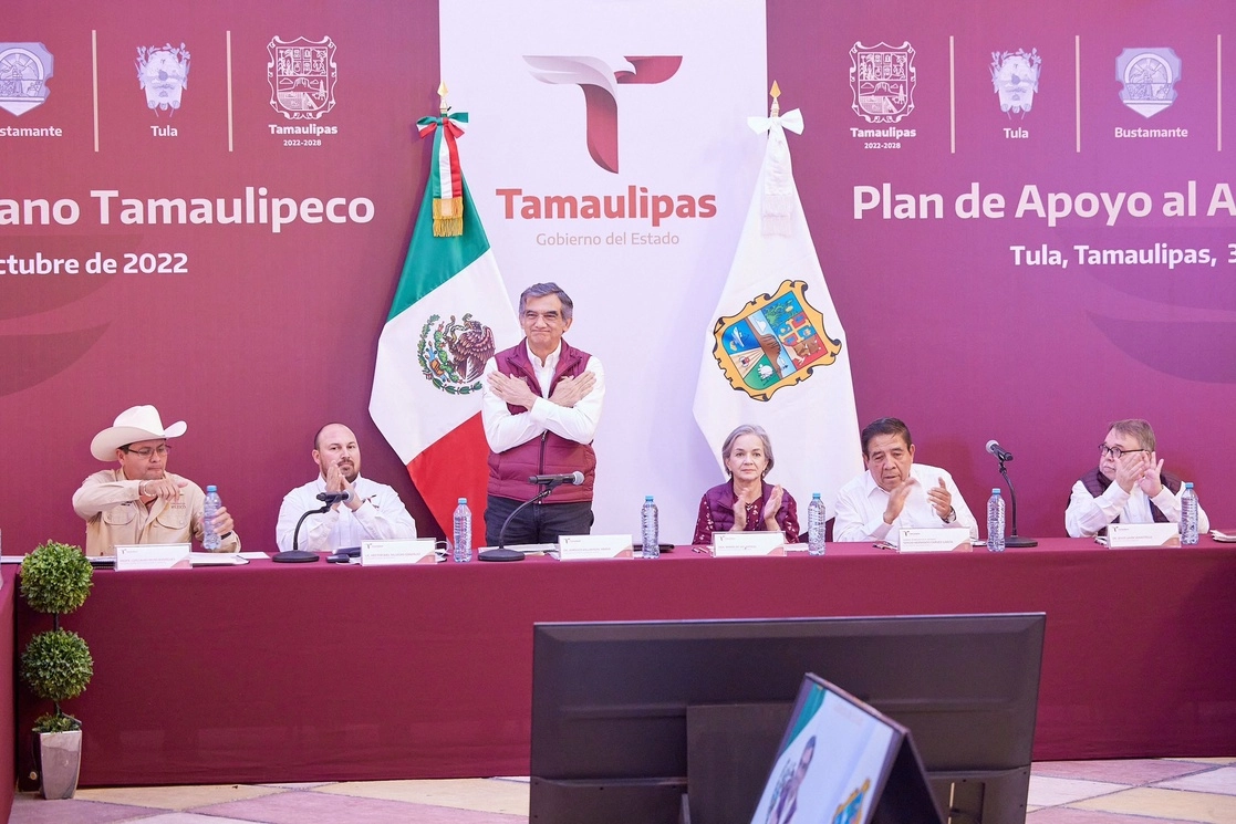 El gobernador de Tamaulipas, Américo Villarreal, en el arranque del Plan de Apoyo al Altiplano. Foto tomada de la cuenta de Twitter @Dr_AVillarreal