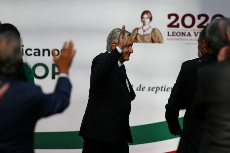 El presidente Andrés Manuel López Obrador durante su Segundo Informe de Gobierno desde Palacio Nacional, el 1 de septiembre de 2020. Foto Cuartoscuro