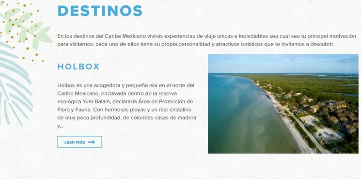 Página de internet del Consejo de Promoción Turística de Quintana Roo (CPTQRoo). Foto Captura de pantalla del sitio www.caribemexicano.travel