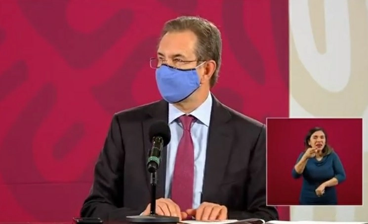 El titular de la SEP, Esteban Moctezuma durante conferencia de prensa. Fotograma tomado del video emitido por el Gobierno de México