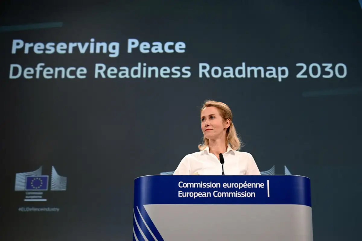 La Alta Representante de la UE y Vicepresidenta de Asuntos Exteriores y Política de Seguridad, Kaja Kallas, durante una conferencia de prensa sobre el plan de preparación para la defensa en Bruselas, Bélgica, el 16 de octubre de 2025. Foto 