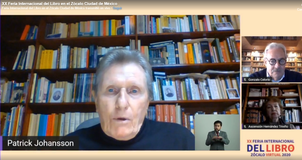 El escritor Patrick Johansson durante la presentación virtual del libro "El español y nahuatl". Foto Captura de las transmisión @FILZocalo