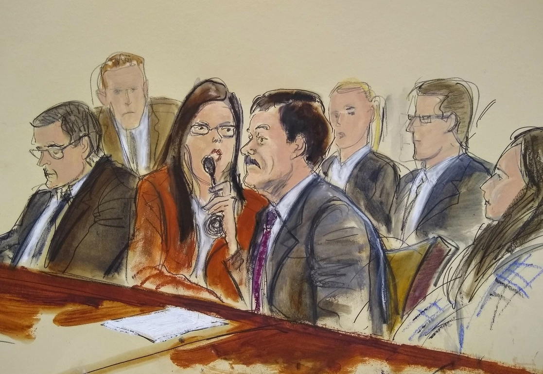 Joaquín 'El Chapo' Guzmán durante su sentencia en 2019 en una corte federal en Nueva York. Foto Ap