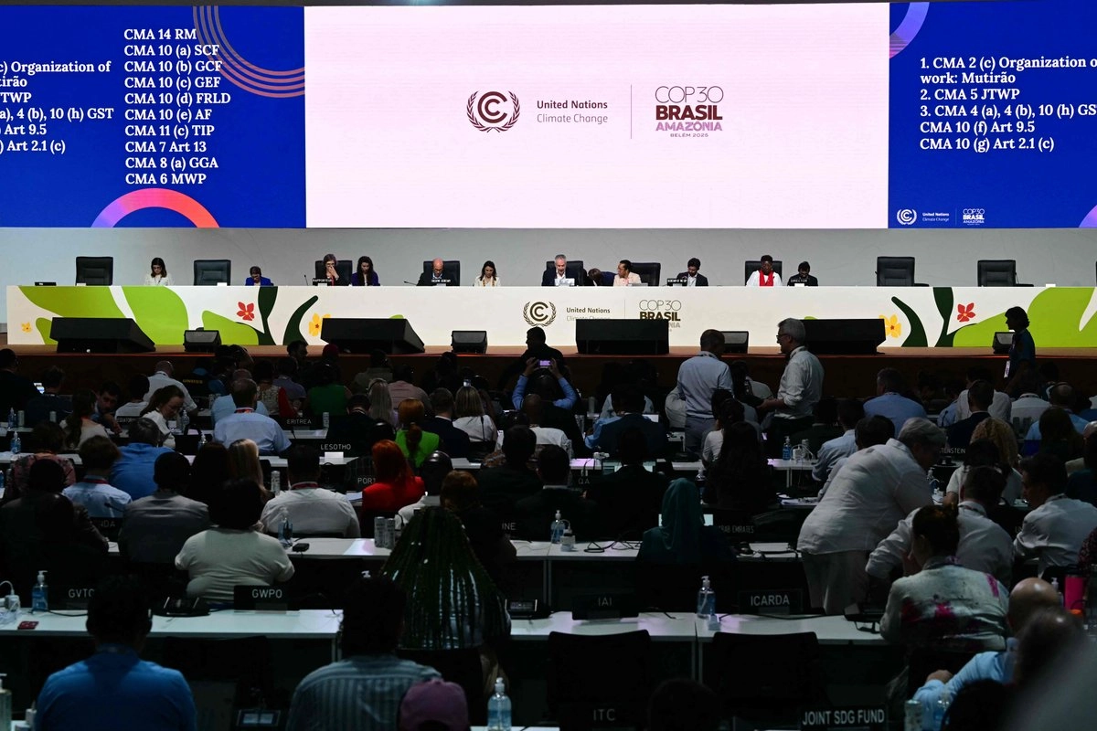 Durante la sesión plenaria de la COP30 de la Conferencia de las Naciones Unidas sobre el Cambio Climático en Belém, estado de Pará, Brasil, el 22 de noviembre de 2025. 