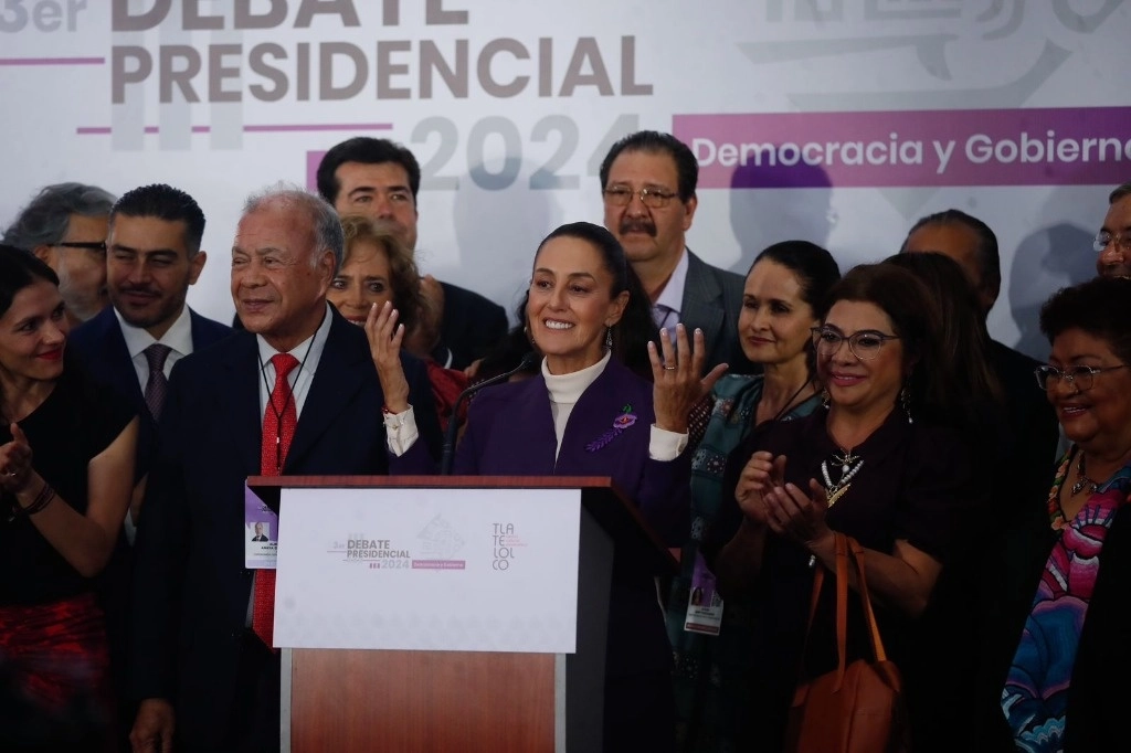 Claudia Sheinbaum, candidata de la alianza Sigamos Haciendo Historia se dijo ganadora del tercer y último debate presidencial. Foto Cristina Rodríguez