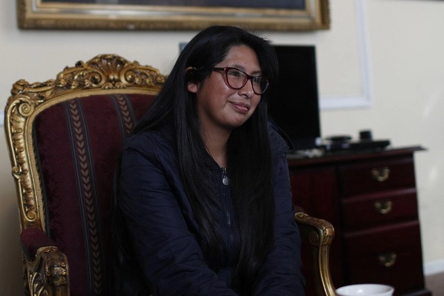 Eva Copa, presidenta del senado y la segunda mujer más importante en la política boliviana. Foto Ap

